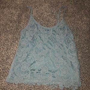 Blue crochet tank top